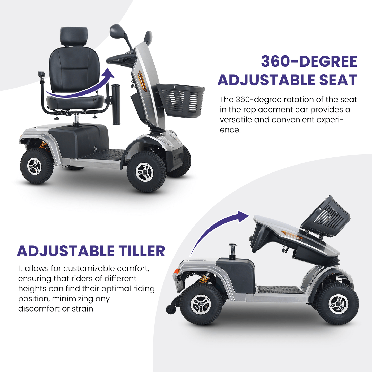 Metro Mobility S500 Mobility Scooter - seat and tiller adjustment brochure