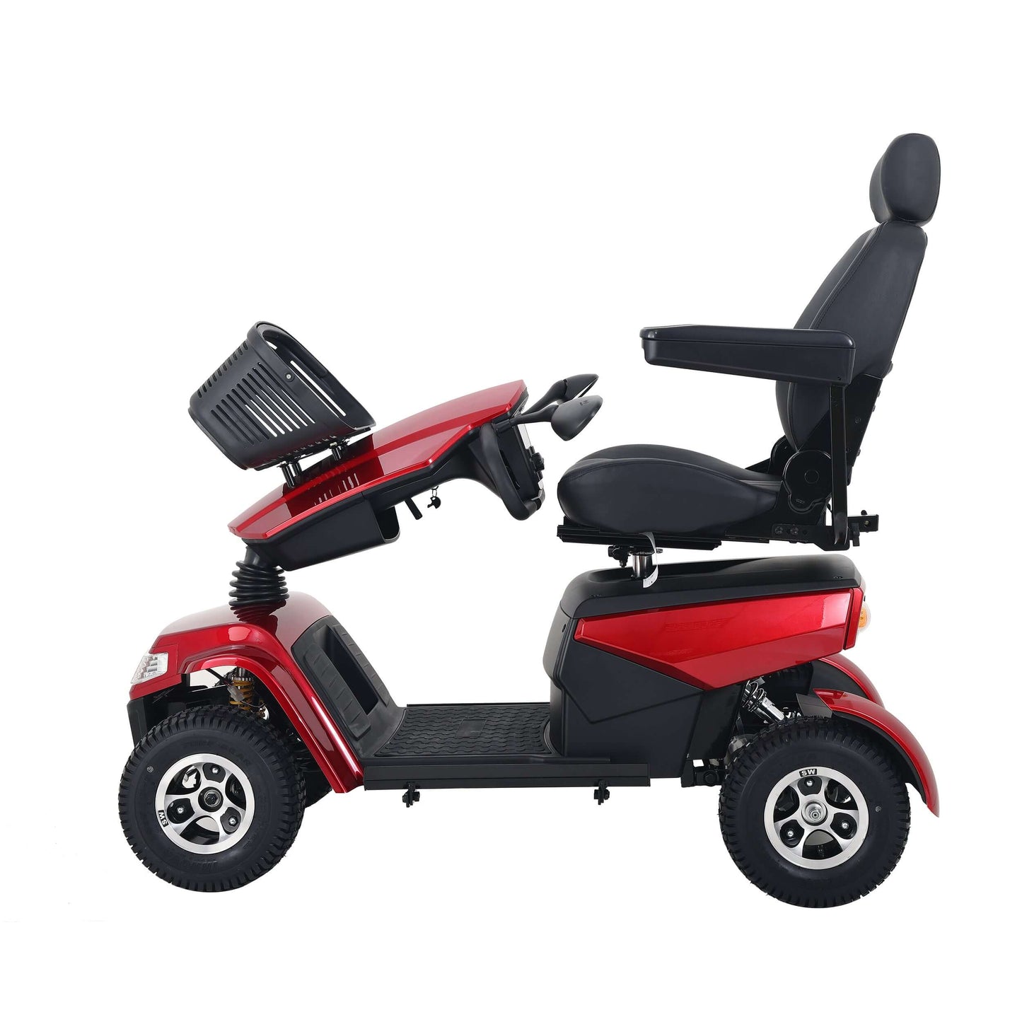 Metro Mobility S800 Mobility Scooter - left side tiller folded view