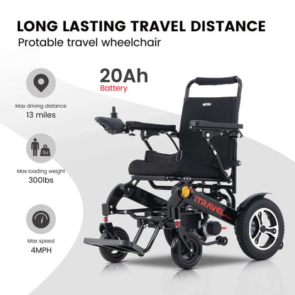 Metro Mobility iTravel Plus Electric Wheelchair - battery life specifications brochure 