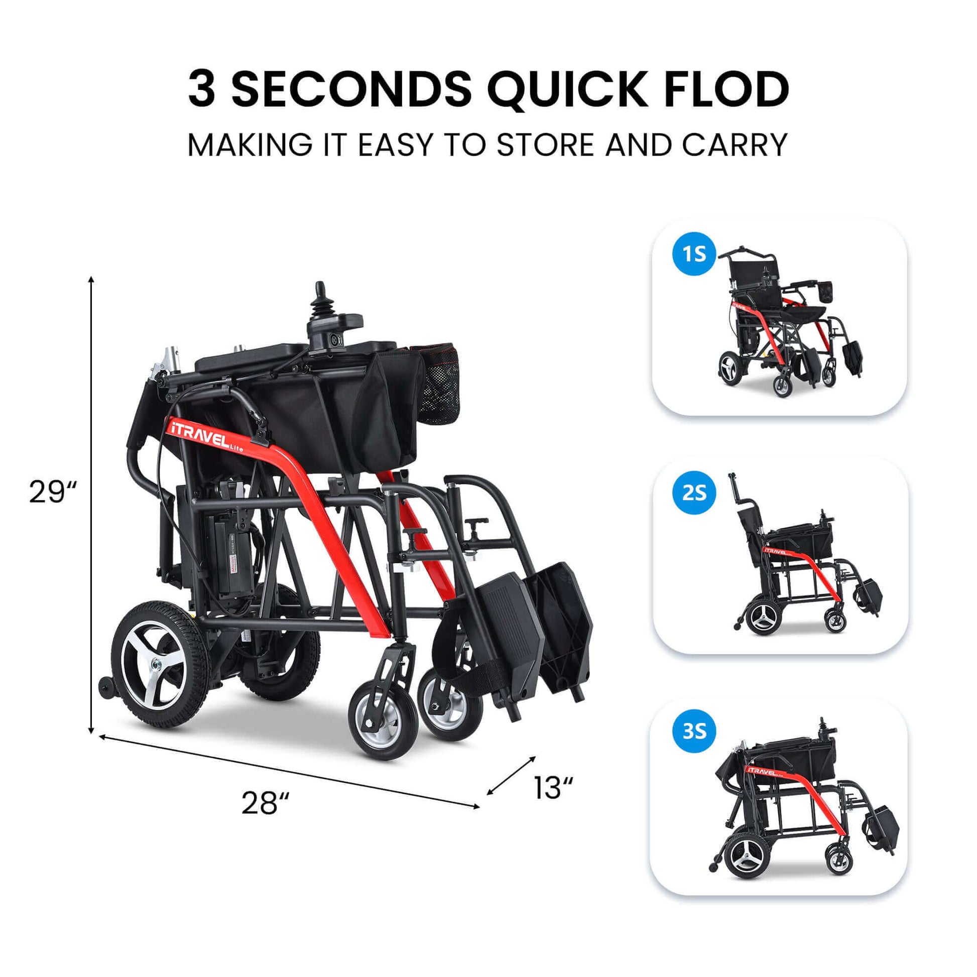 Metro Mobility iTravel Lite Electric Wheelchair - folded brochure