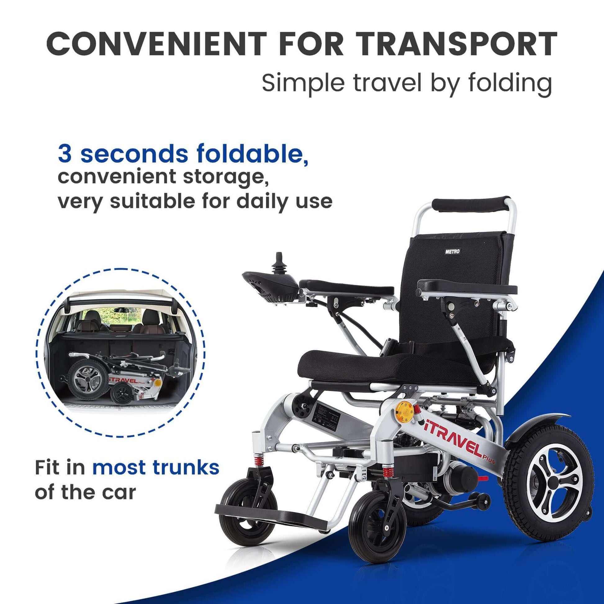 Metro Mobility iTravel Plus Electric Wheelchair - folding brochure