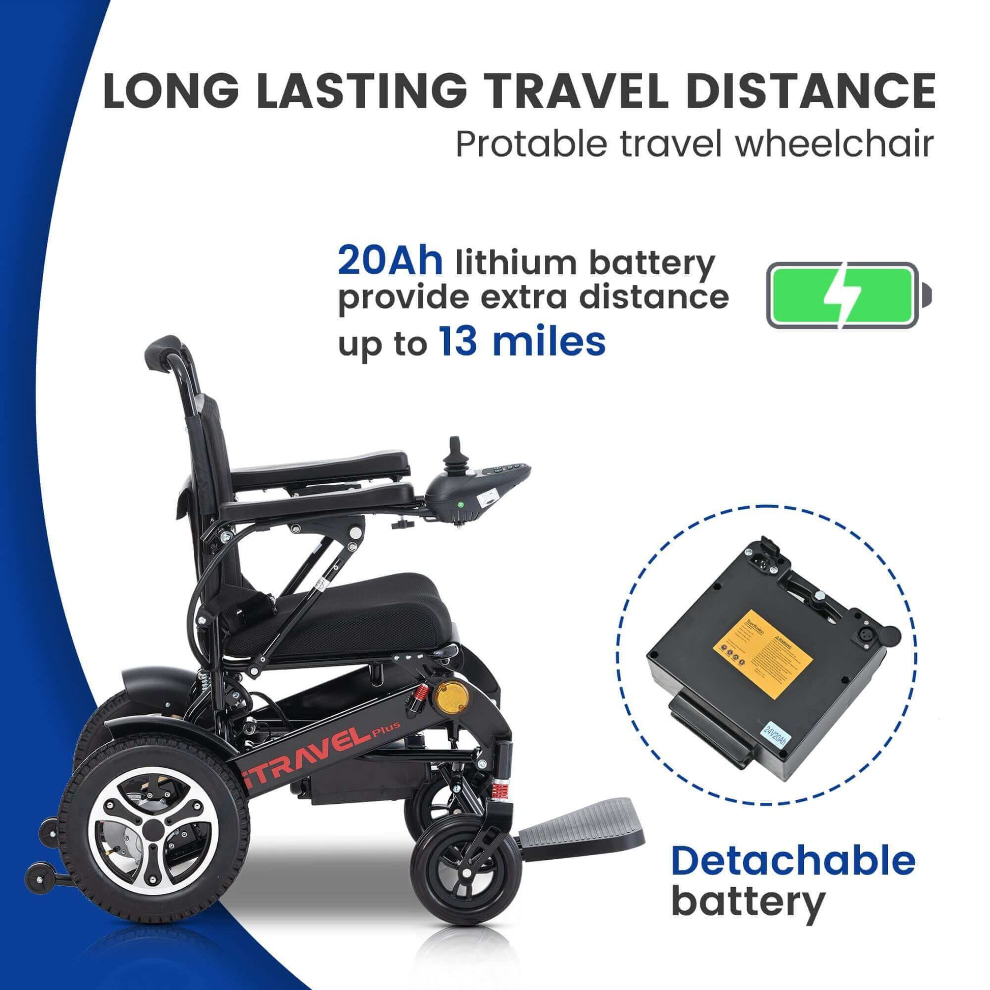 Metro Mobility iTravel Plus Electric Wheelchair - travel distance details battery specifications brochure