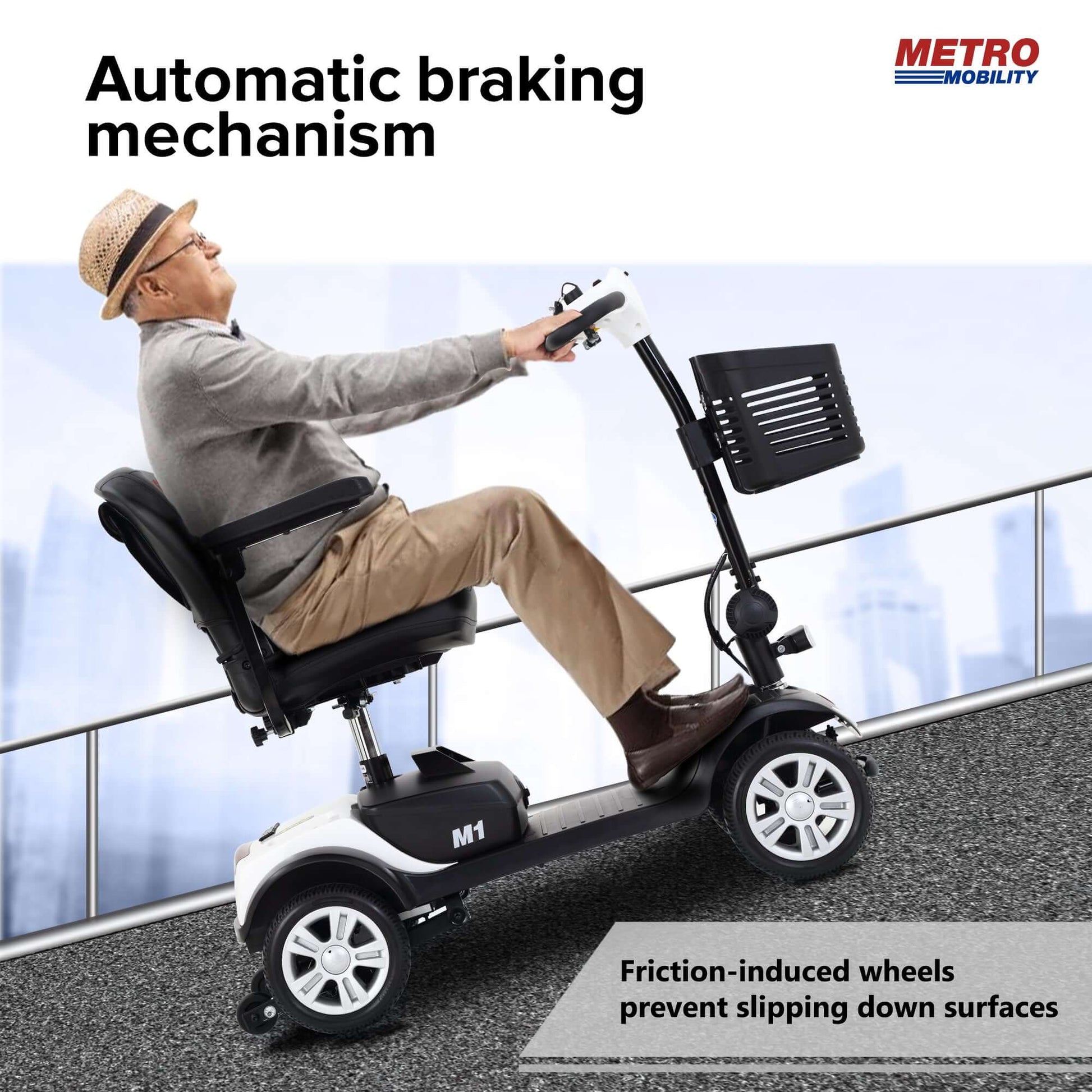 Metro Mobility M1 Mobility Scooter - automatic breaking mechanism brochure 