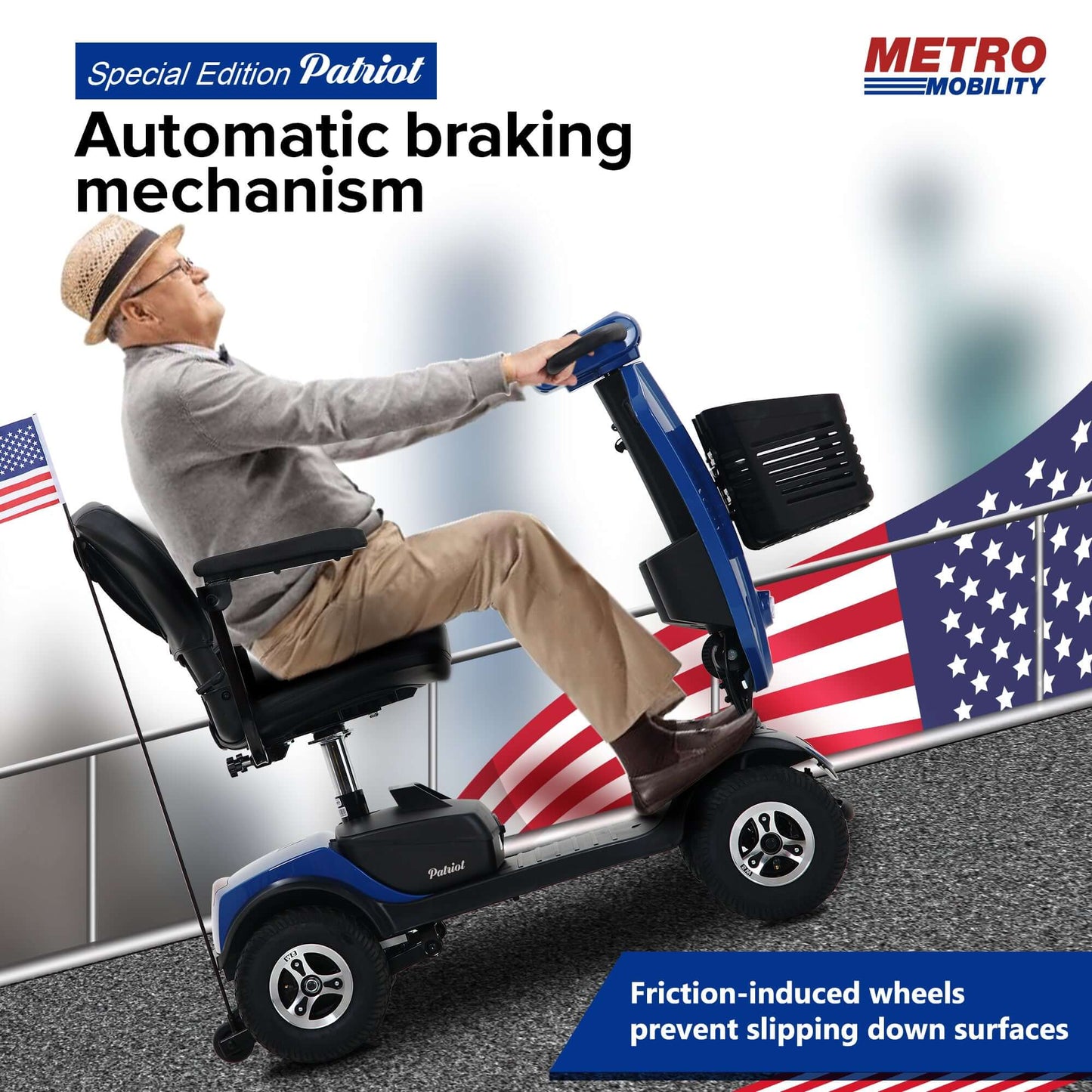 Metro Mobility Patriot Mobility Scooter - automatic braking mechanism brochure