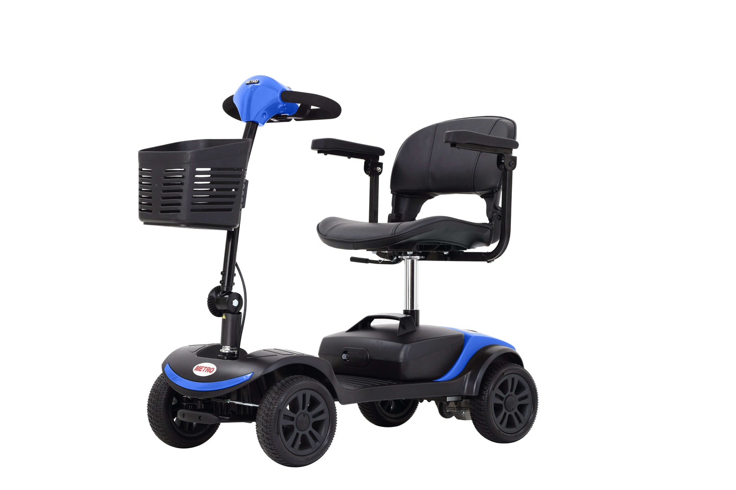 Metro Mobility M1 Lite Mobility Scooter - front left side angle blue