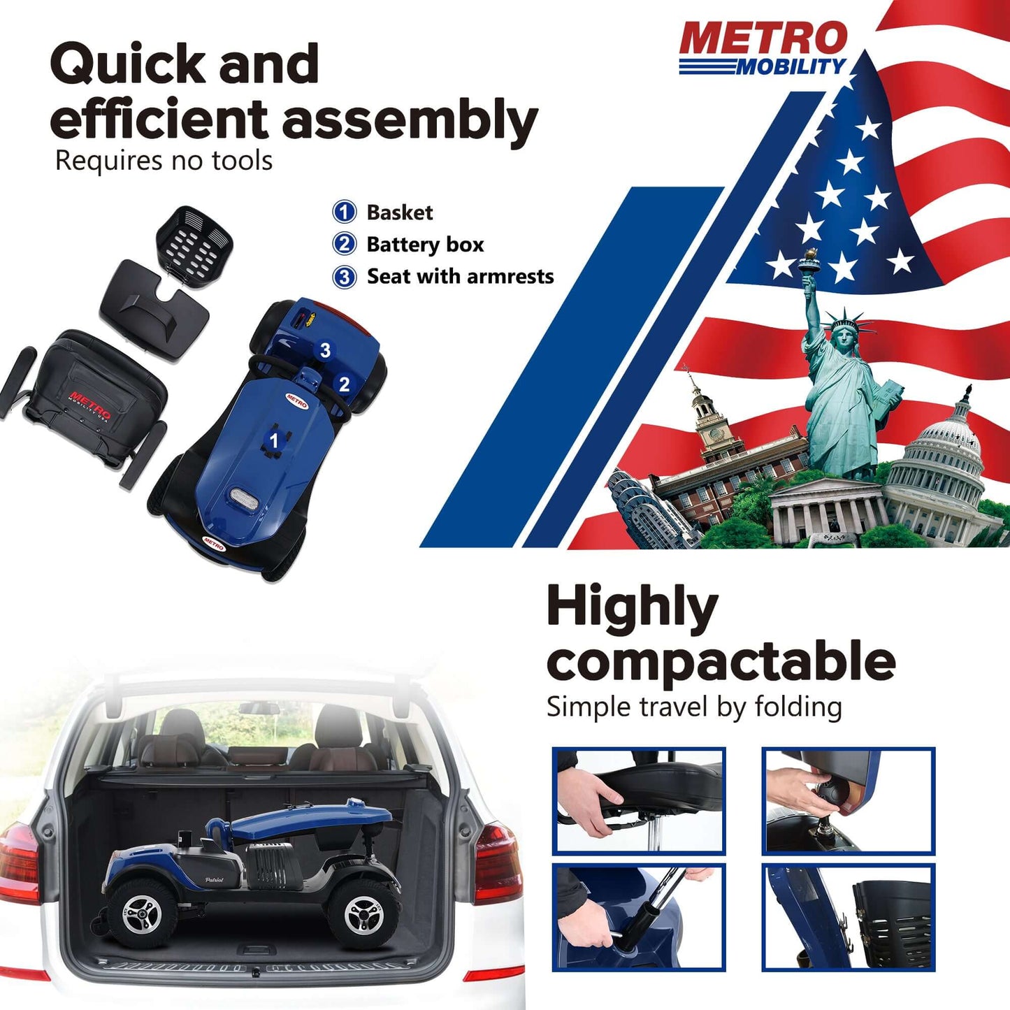 Metro Mobility Patriot Mobility Scooter - assembly and transport brochure 