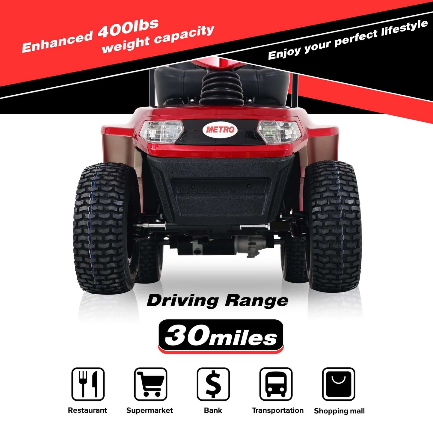 Metro Mobility S800 Mobility Scooter - driving range distance weight capacity brochure