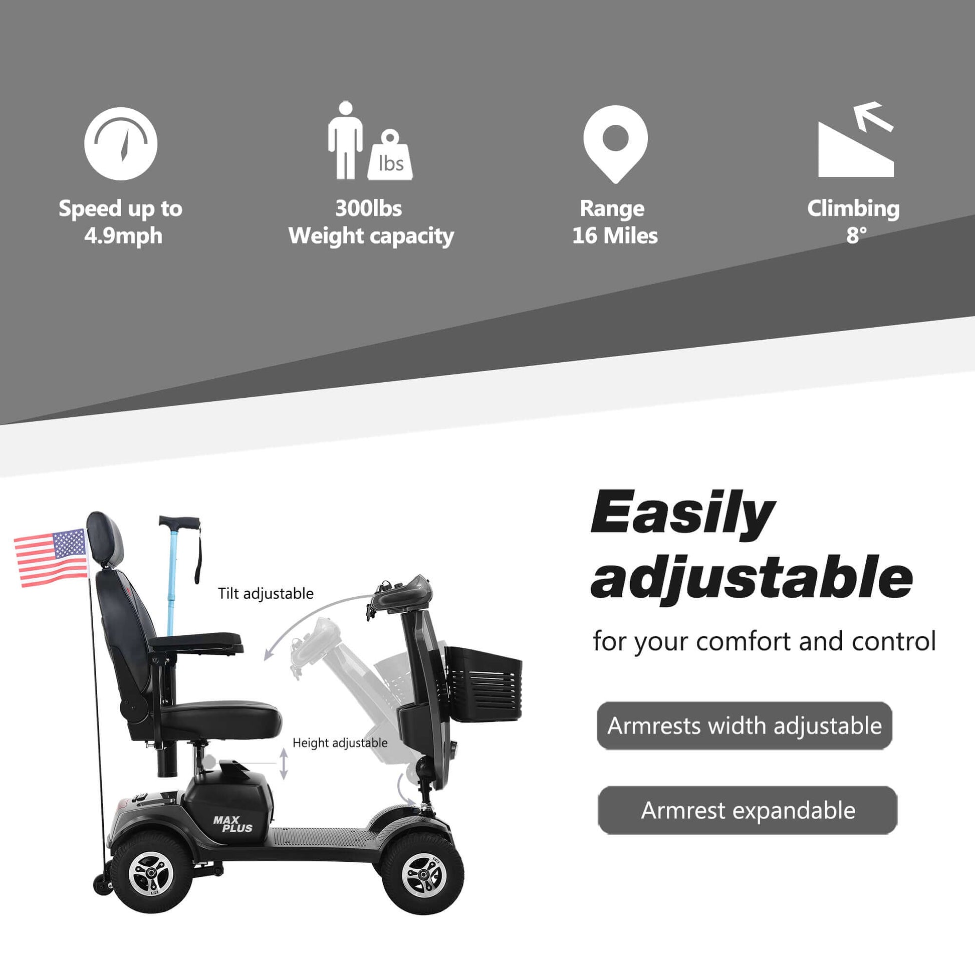 Metro Mobility Max Plus Mobility Scooter - adjustment brochure