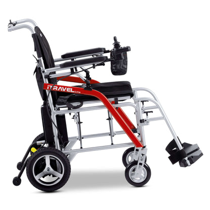 Metro Mobility iTravel Lite Electric Wheelchair - right side view silver