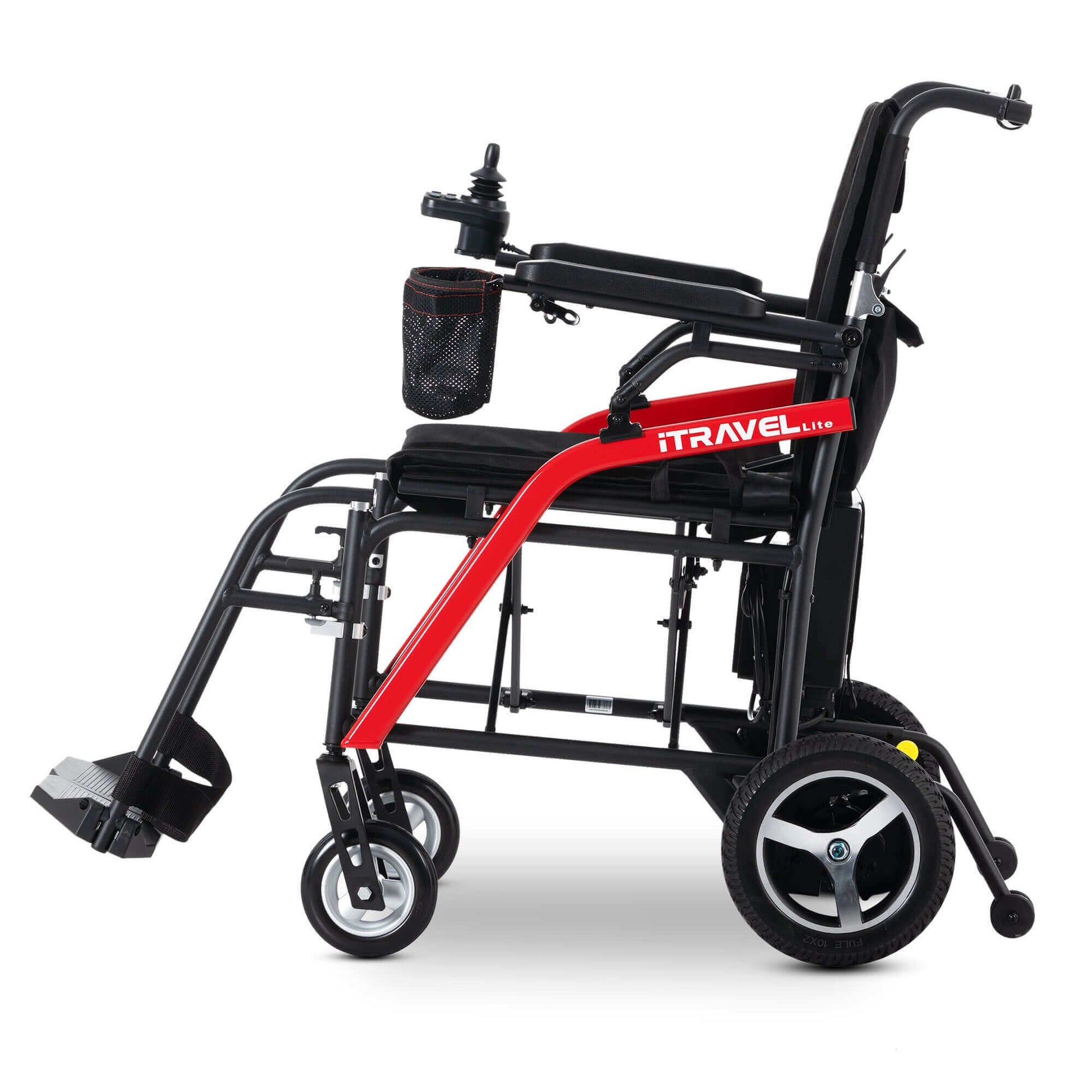 Metro Mobility iTravel Lite Electric Wheelchair - left side view black