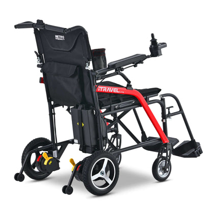 Metro Mobility iTravel Lite Electric Wheelchair - rear right side angle view black