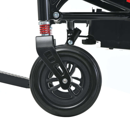 Metro Mobility iTravel Plus Electric Wheelchair - front caster wheel view