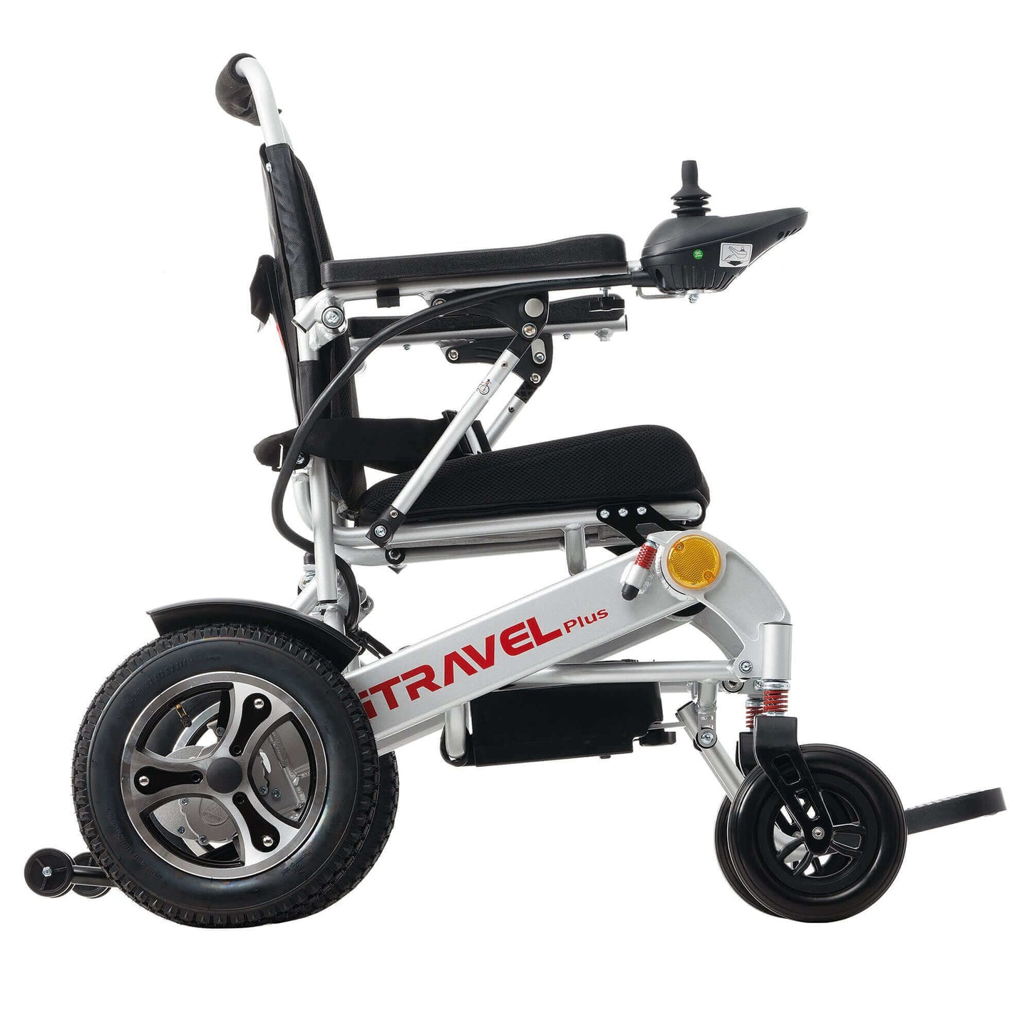 Metro Mobility iTravel Plus Electric Wheelchair - right side view silver