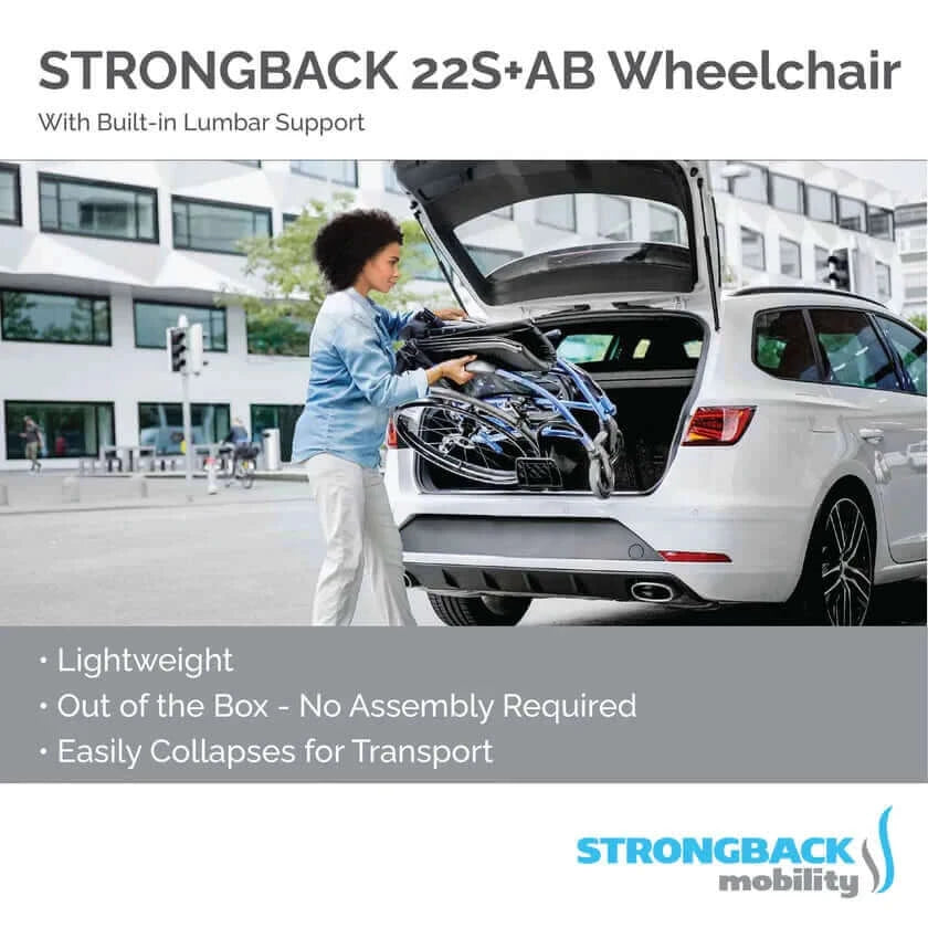 Strongback Mobility Comfort Small 22S+AB (Attendant Brakes) Wheelchair