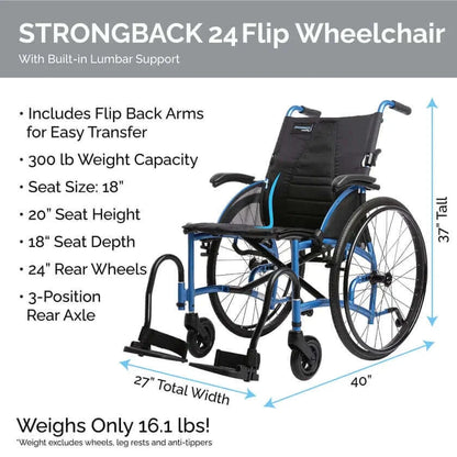 Strongback Mobility Comfort 24 Flip Wheelchair